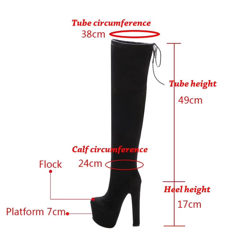 Rimocy, botas por encima de la rodilla con plataforma para mujer, tacones súper altos sexis de 17CM, Botas Largas de charol rojo para mujer, zapatos