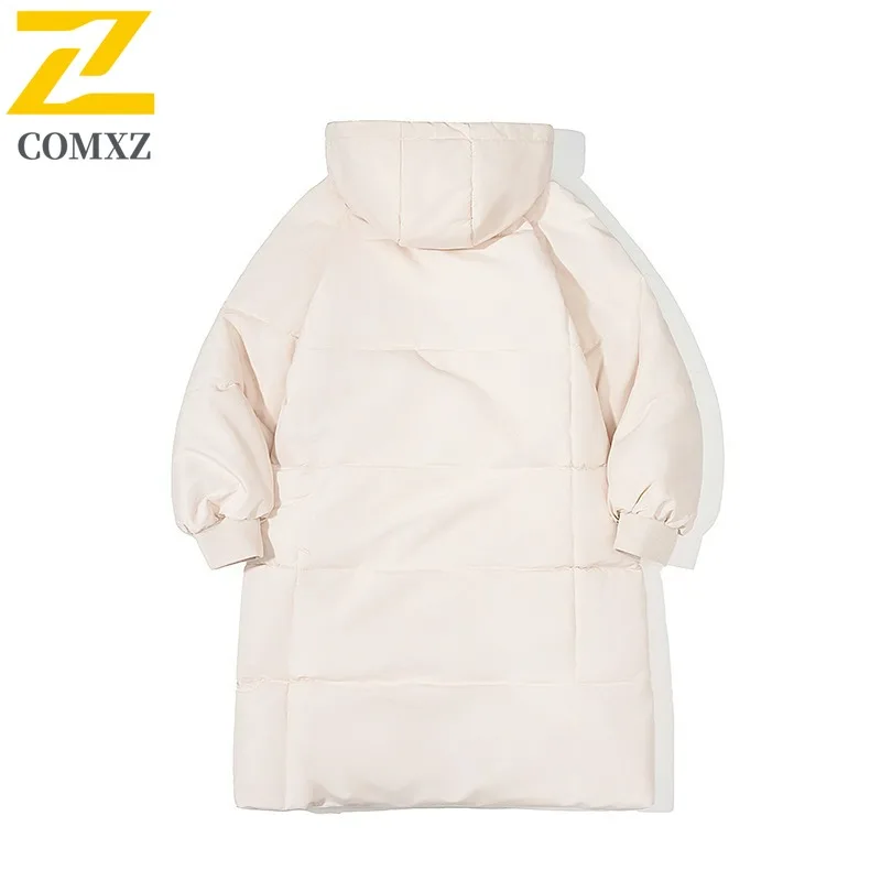 COMXZ Japanese Style Hooded Parka Cotton Jacket Unisex Winter Loose Fit Thermal Coat Functional Workwear Outdoor Sports Jacket