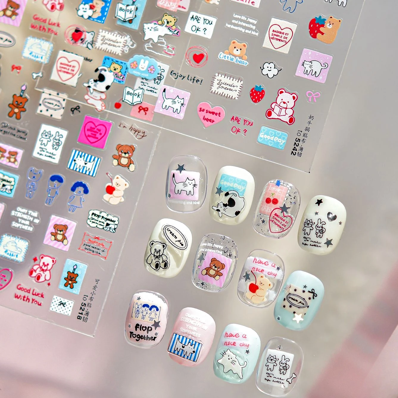 

Patch Block Animals Bear Cat Dog Rabbit Fruit Cherry Strawberry Cute Boys Girls Book Flower Bowknot Bone Nail Art Stickers Decal