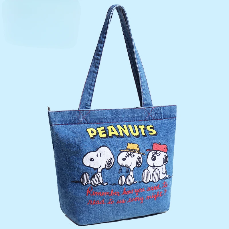 MINISO Snoopy Canvas Handbag Cartoon Printed Denim Bag Borsa A Tracolla Monospalla Di Grande Capacità Fashion Tote Bag