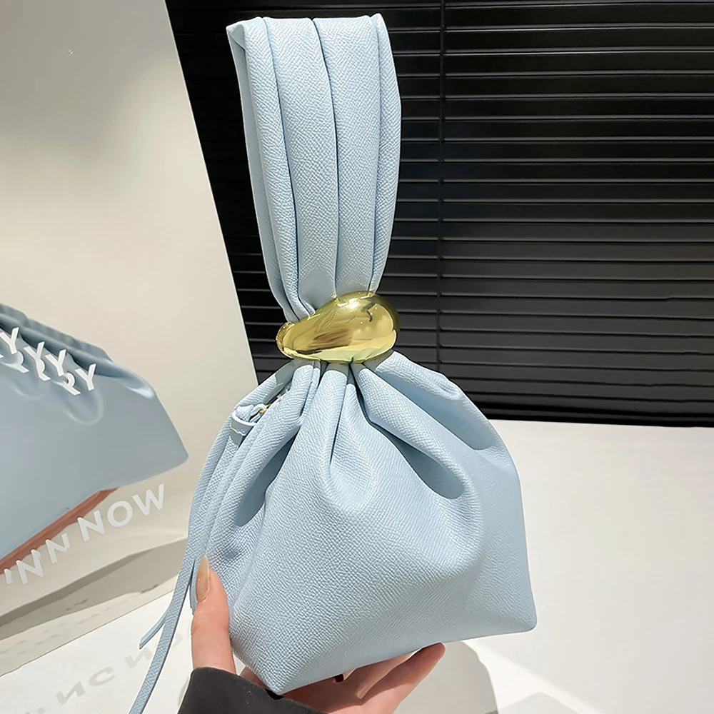

Trendy Handbags for Women Party Simple Candy Color Pleated Clutch Bag Banquet Exquisite Small Wrist Bag Casual Simple Handbag