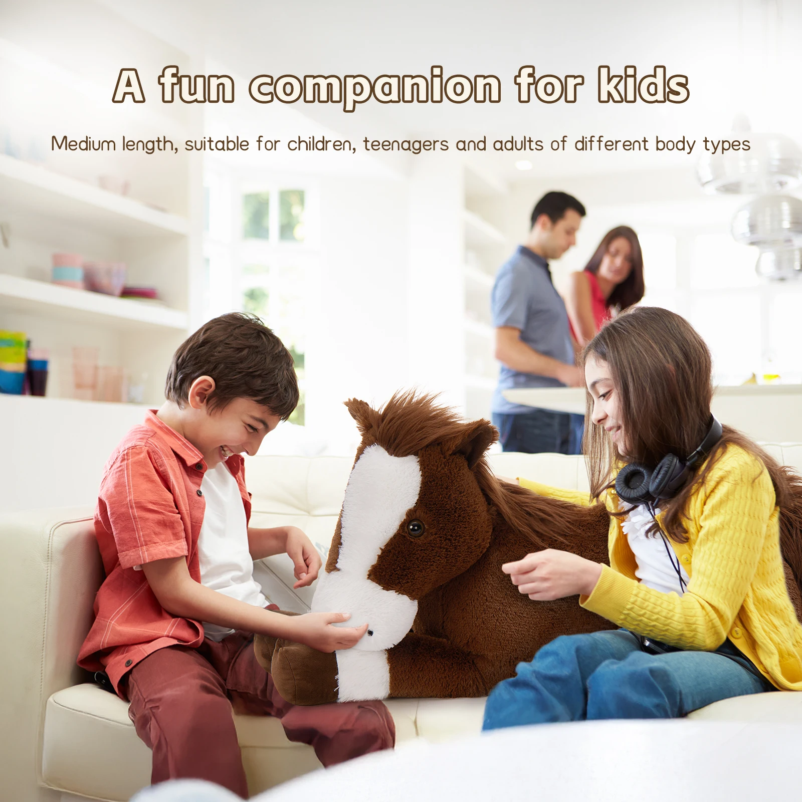 Tezituor 47 Inch Giant Realistic Horse Stuffed Animal, Hugging Soft 4ft Stuffed Pony Plush Pillow, Large Stuffed Horse Plush