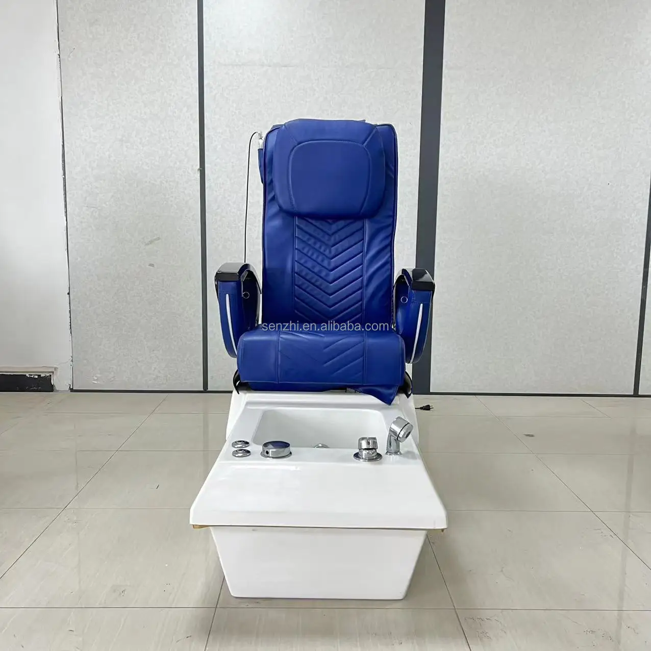 Equipamento de salão de beleza azul massagem pé spa cadeira de luxo elétrica spa pedicure cadeira eua com bomba de drenagem