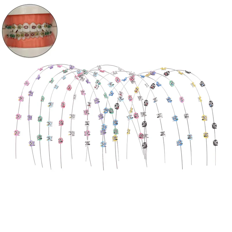 2Pcs Fashion Split Type Mini Colorful Brackets Fake Braces Without Hook Temporary Tooth Decoration Metal Bracket Dental Tool