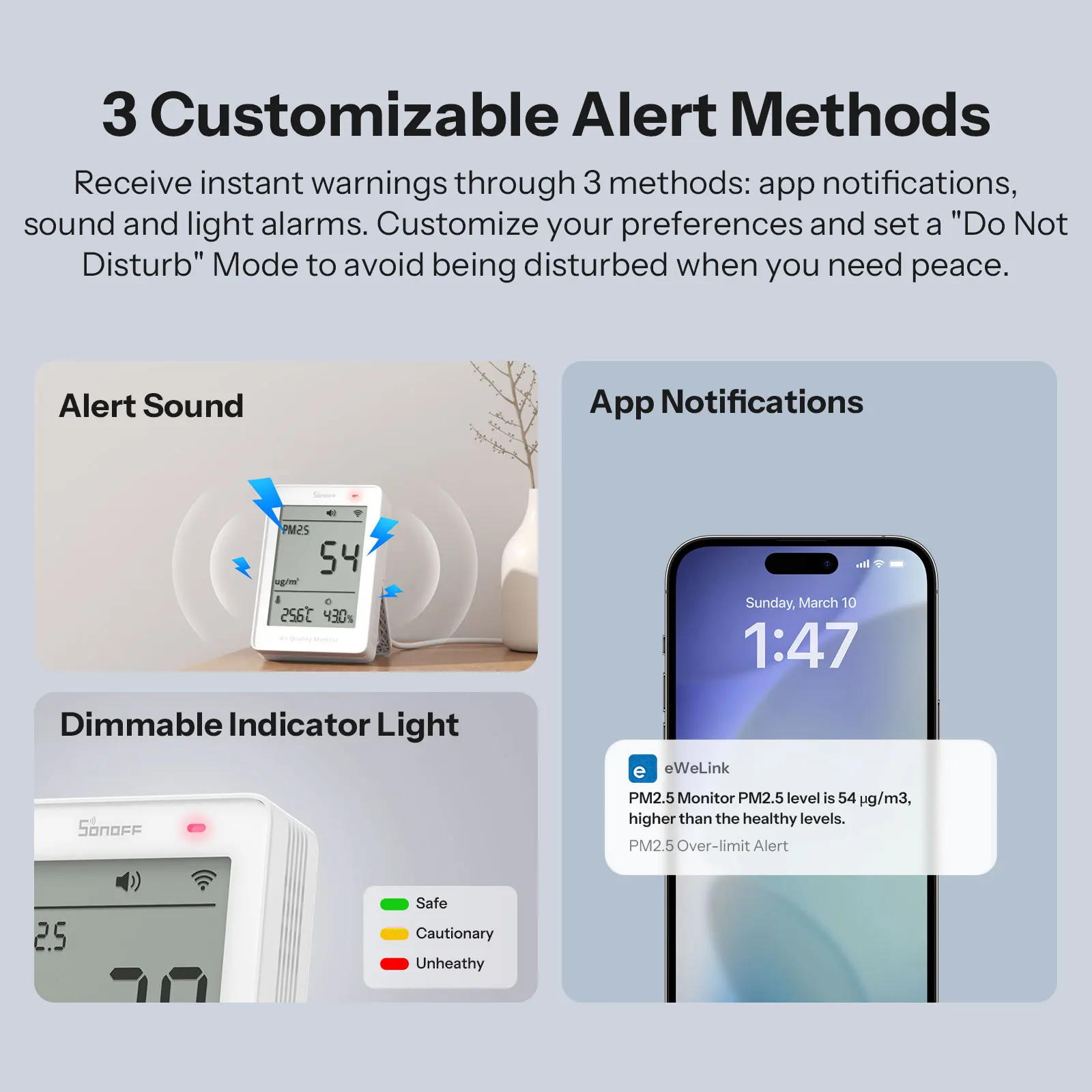 SONOFF SAWF-07P AirGuard PM2.5/PM10 Monitor jakości powietrza z obsługą Matter przez Wi-Fi, kompatybilny z Matter, inteligentna integracja, Alexa, Apple Home — zdjęcie produktu 5