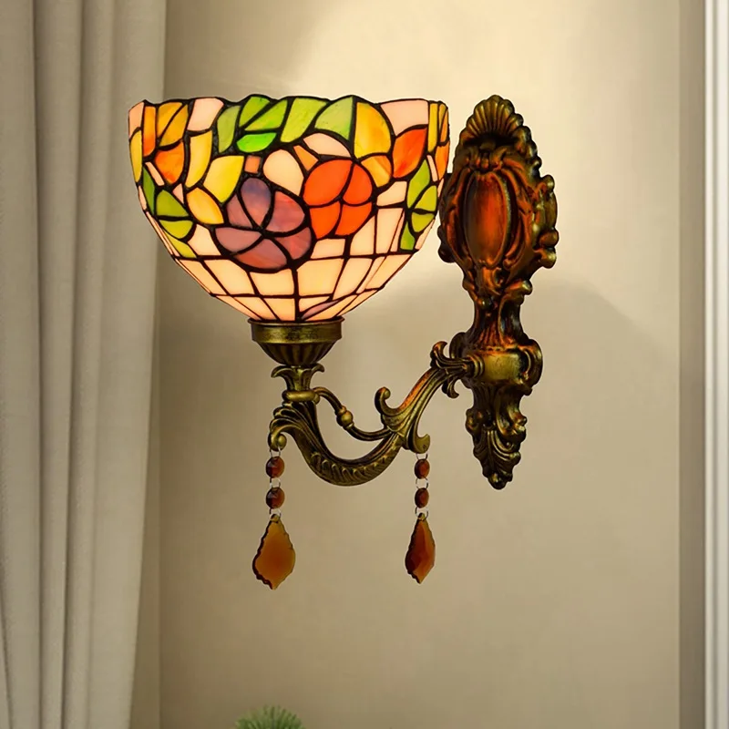 

New Decoration Tiffany Colored Crystal Glass Wall Lamp New Creative Customized Lamp Shade Tiffany Wall Lamp