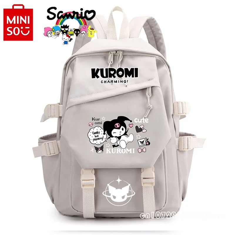 MiniSO Kuromi กระเป๋าเป้สะพายหลังผู้หญิงใหม่กระเป๋าเป้นักเรียนไนลอนคุณภาพสูงแฟชั่นกระเป๋าเป้สะพายหลังเด็กผู้ชายความจุขนาดใหญ่ลำลองการ์ตูน