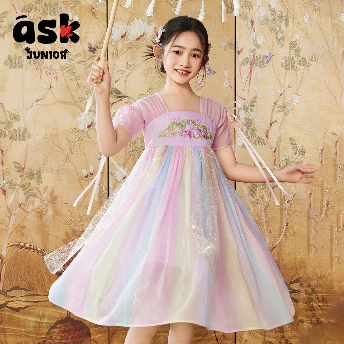 اسأل فستان هانفو الصيني الجديد للأطفال على الطراز الوطني الصيفي للفتيات الصغيرات فستان الأميرة للأطفال متوسط الأكبر سنًا #1