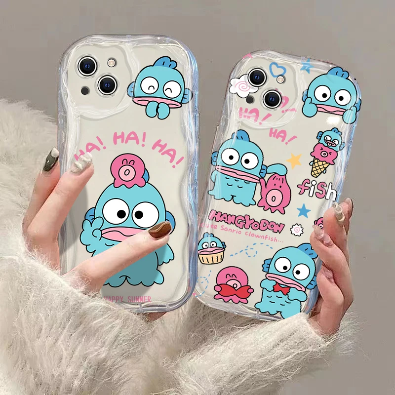 Soft Silicone Cover 3D Wave Case For Cute Cartoon Hangyodon iPhone 16 15 14 13 12 11 Pro Max Mini X XR XSMAX 8 7 6S Plus