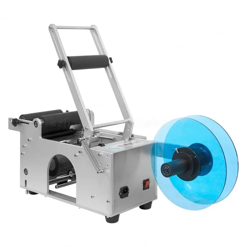 Semi Automatic Round Bottle Labeling Machine Roller Type Self Adhesive Compact Desktop Small Labeler