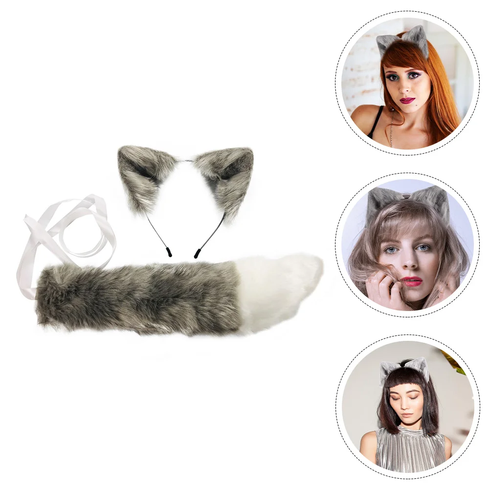 Fox Dress up Headband Tail Kids Costume Prop Foxes Cosplay Hair Decor Party Stage Performance Attractive Animals Prom Child