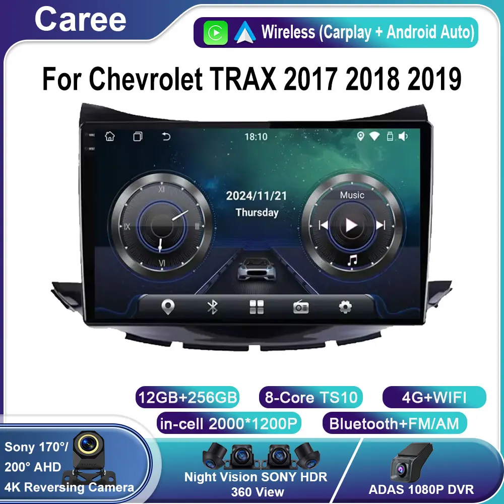 Android Radio Carplay For Chevrolet TRAX 2017 2018 2019 Multimedia Player Navigation Bluetooth Touch Screen 4G No 2din din  DVD