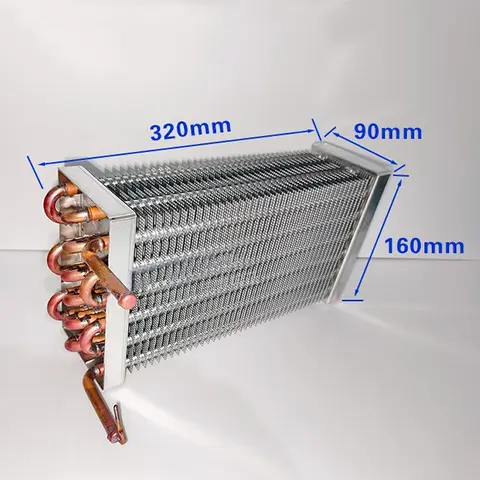 320mm*160mm*90mm Evaporator Refrigerator Freezer Air-Cooled Copper Tube Display Cabinet Condenser Aluminum Fin