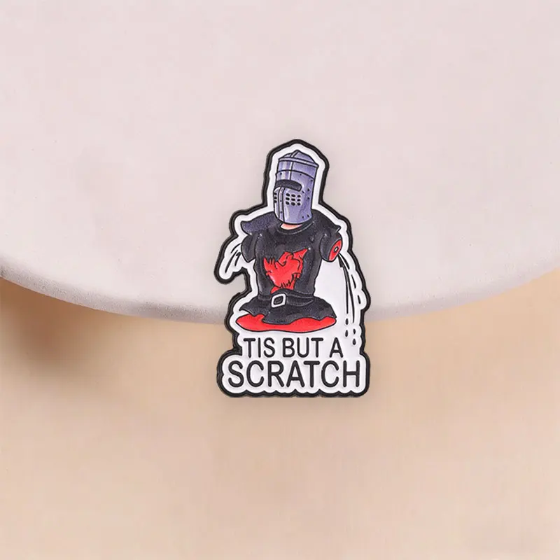Armless Black Knight Badge Tis But A Scratch Comedy Movie Characters Enamel Pin Lapel Brooch Jewelry Accessories Gift for Friend