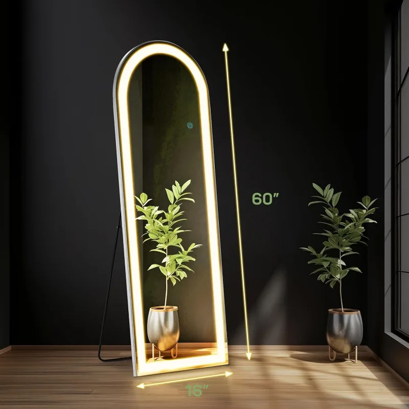 Arched Mirror Full Length with LED Lights, 16