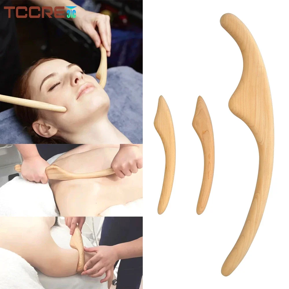 Multifunctional Wooden Face Scraper Massager Guasha Scraping Stick Fat Burner Back Shoulder Lymphatic Drainage Massage Slimming