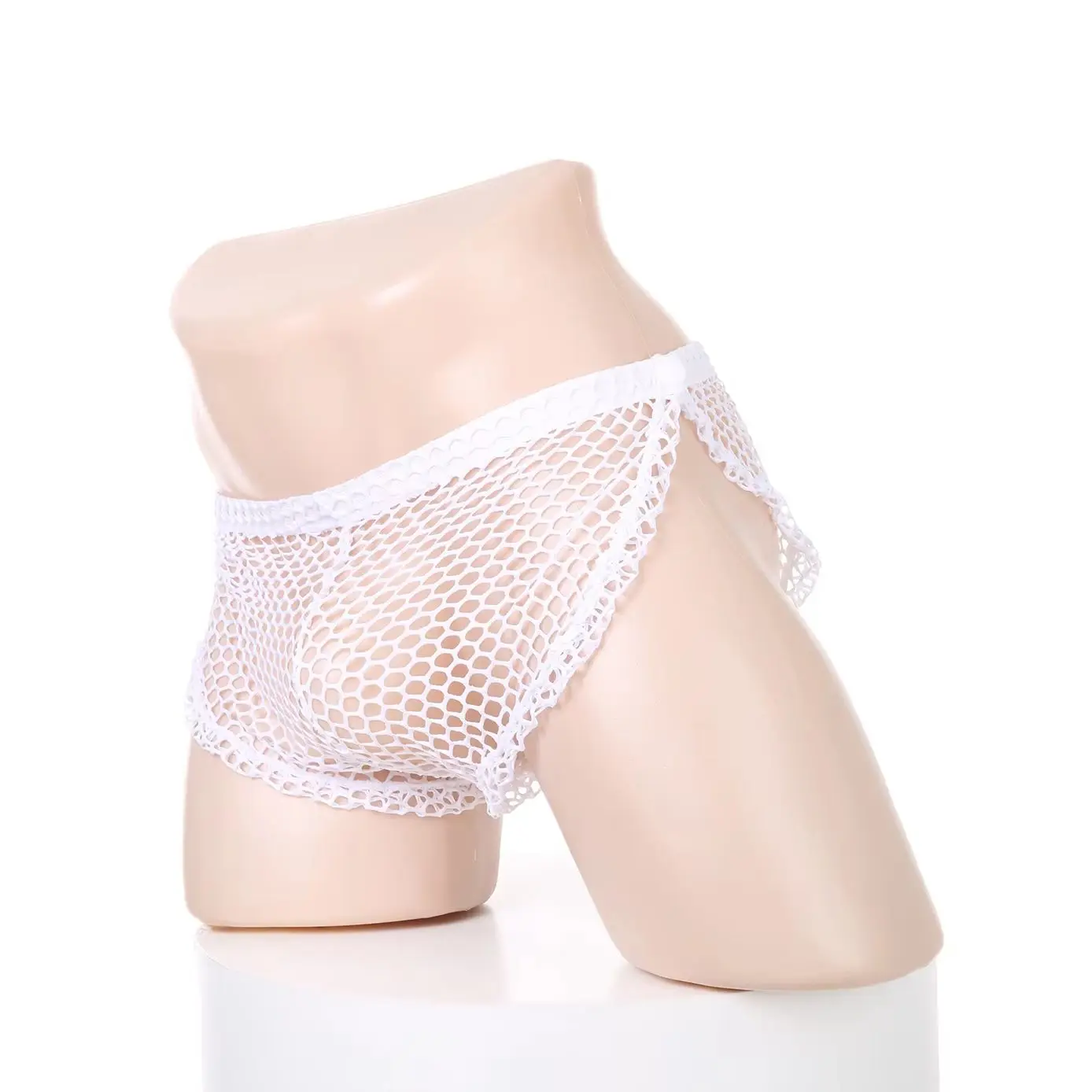 Men Boxer Shorts Underwear High Quality Sexy Mesh Fishnet See Through Side Split Low Waist Underpants Hollow-Out Exotic Lingerie