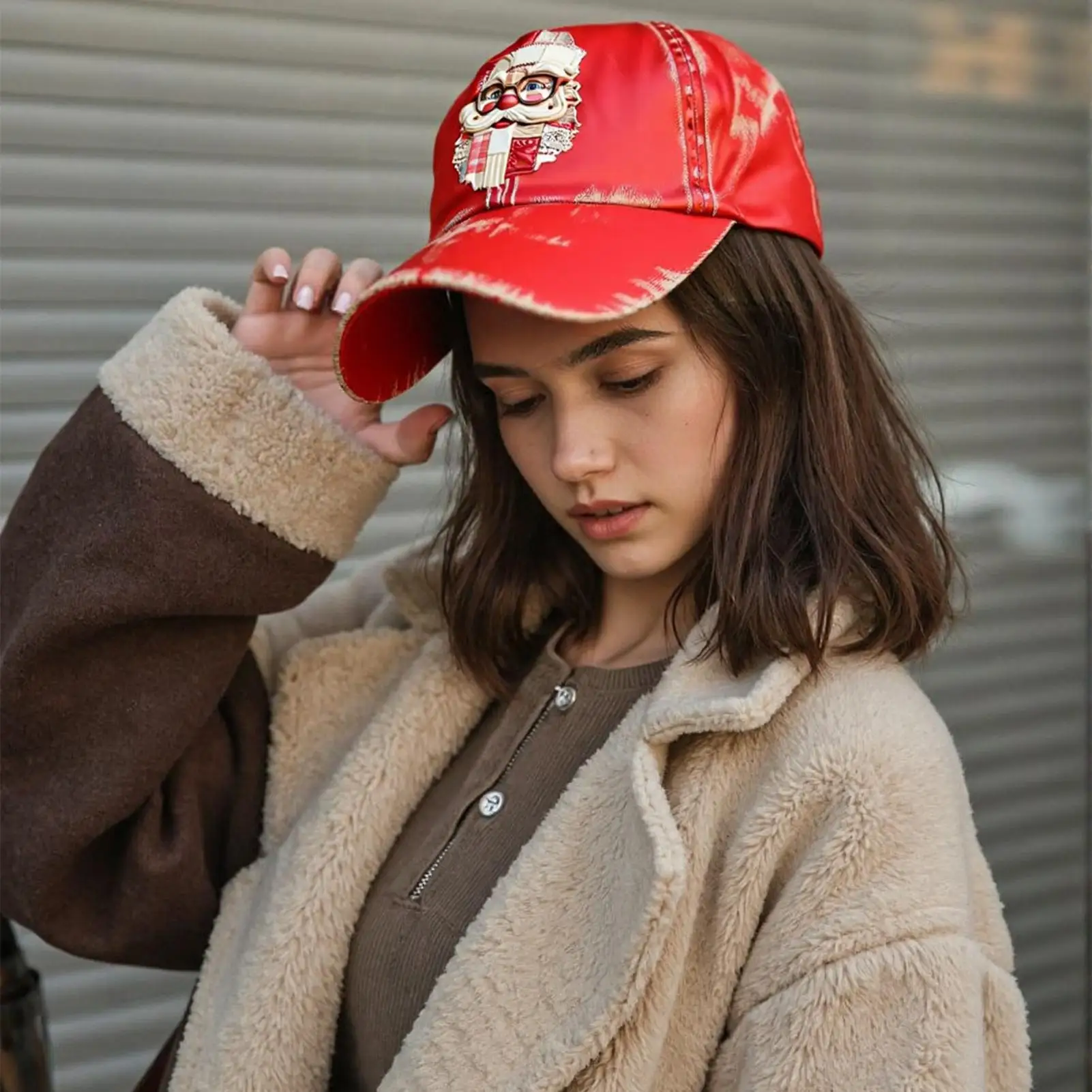 ヴィンテージ風ノベルティ調節可能帽子 メンズ カジュアル パーティーデコレーション クリスマス サンタ ベースボールキャップ 面白いギフト ホリデーお祝い