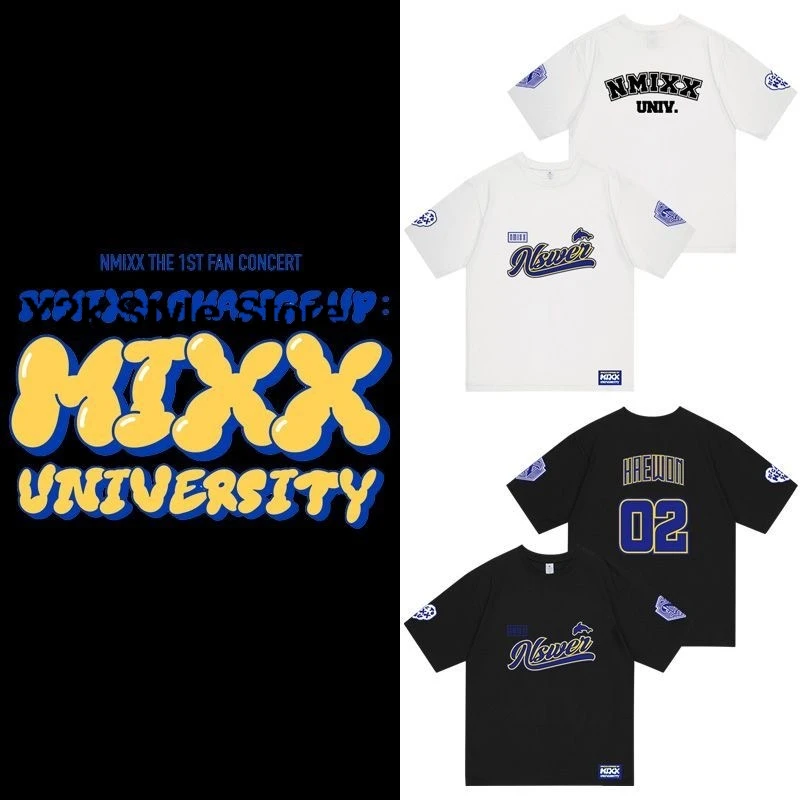 Camiseta de Algodão NMIXX MIXX UNIVERSITY com Estampa do Concerto LILY, Camiseta de Alta Qualidade para Mulheres e Homens, Manga Curta