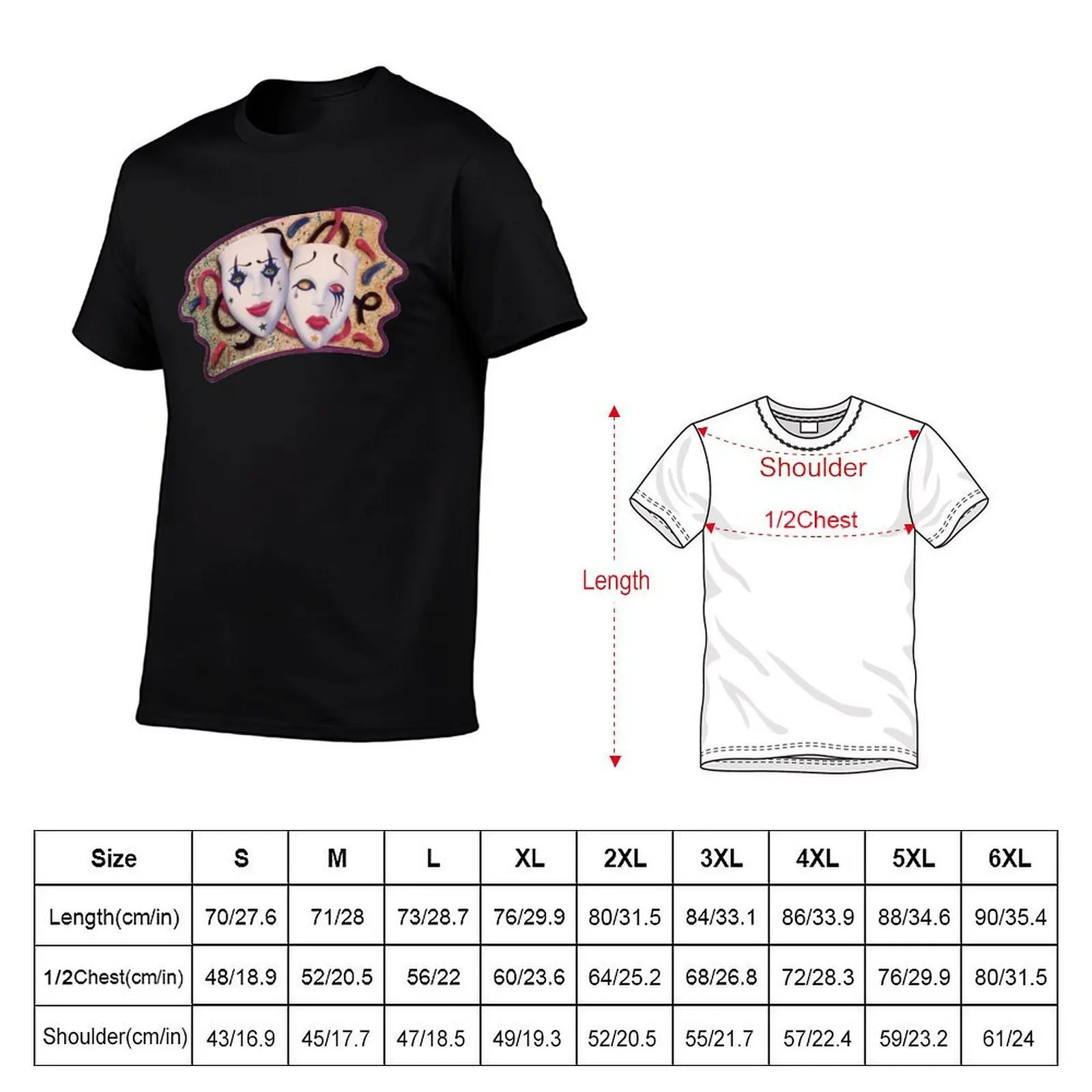 Smile now Cry later drama masks T-Shirt Big Size Loose Fit Tee Shirt T-Shirt view 5