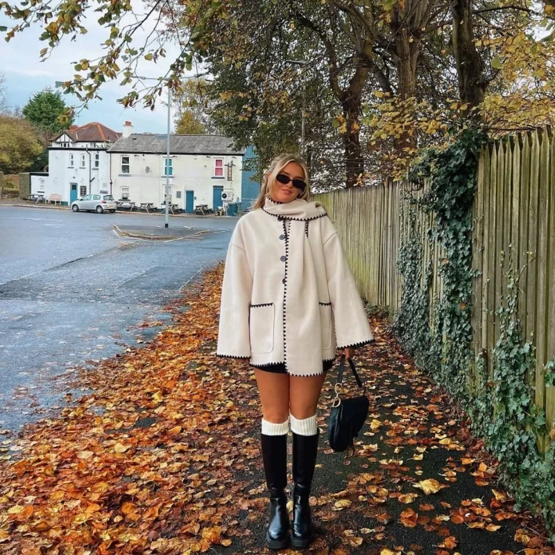 سترات صوفية كلاسيكية للسيدات كبيرة الحجم موضة خريف وشتاء 2025 معاطف غير رسمية بشراشيب للسيدات ملابس أنيقة ملابس لطيفة #1