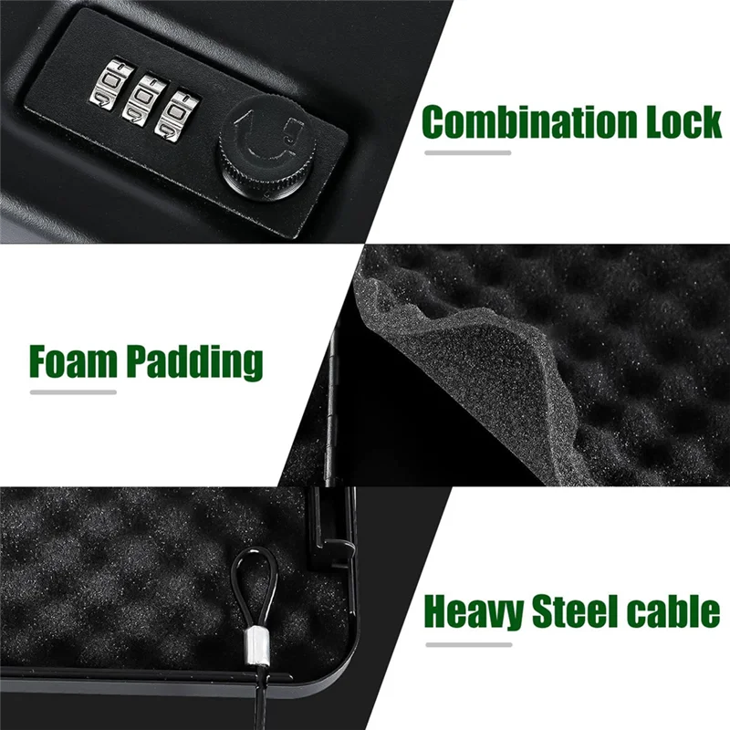 Gun Safe For Pistols, Solid Steel Pistol Safe, Small Handgun Lock Box With Combination Lock Portable Travel Handgun Safe-B12B