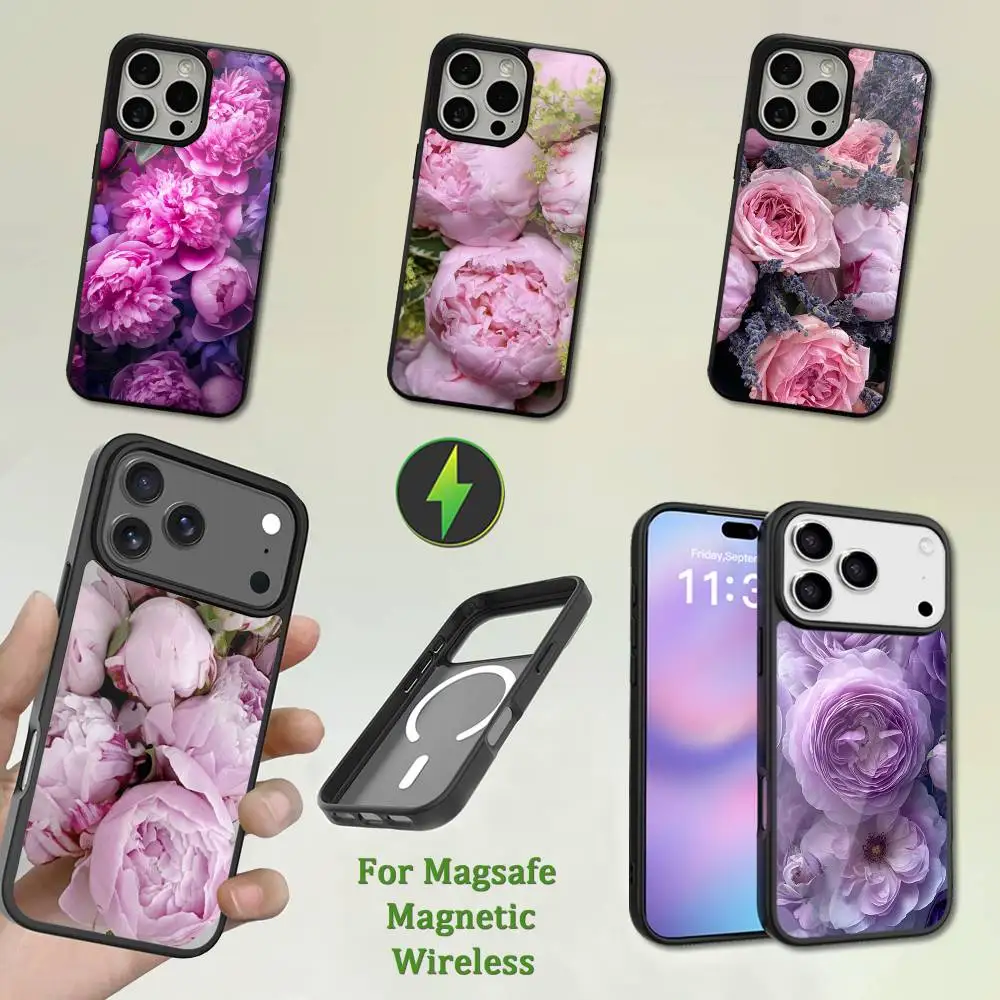 

Purple Art Peony Painting Phone Case For iPhone 13,12,11,16,15,17,14,Pro,Max,Plus,Mini,Magsafe,Magnetic Wireless Charging