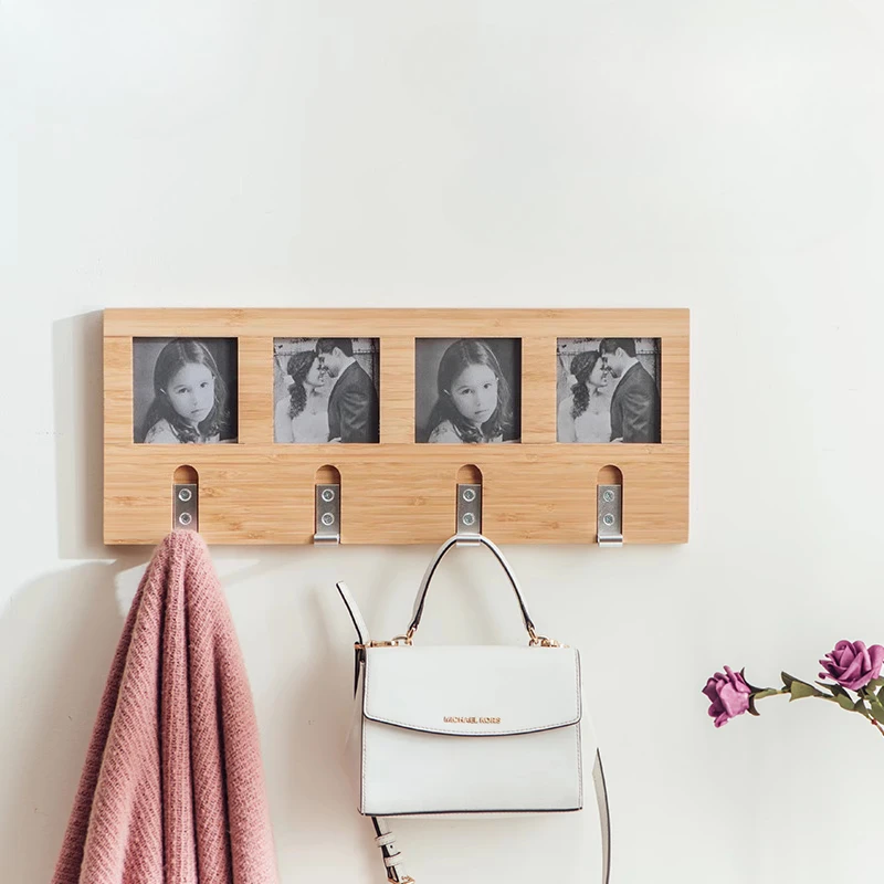 

Wall Mounted Coat Rack with Hooks Decorative Entryway Organizer for Living Room Door Storage Space-Saving Wooden Key Holder