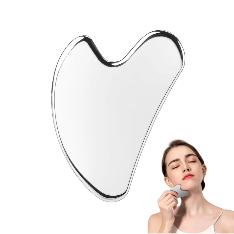 

Инструмент Гуа Ша для лица из нержавеющей стали — массажер для лица и шеи для кровообращения и лимфодренажа, уход за кожей против старения