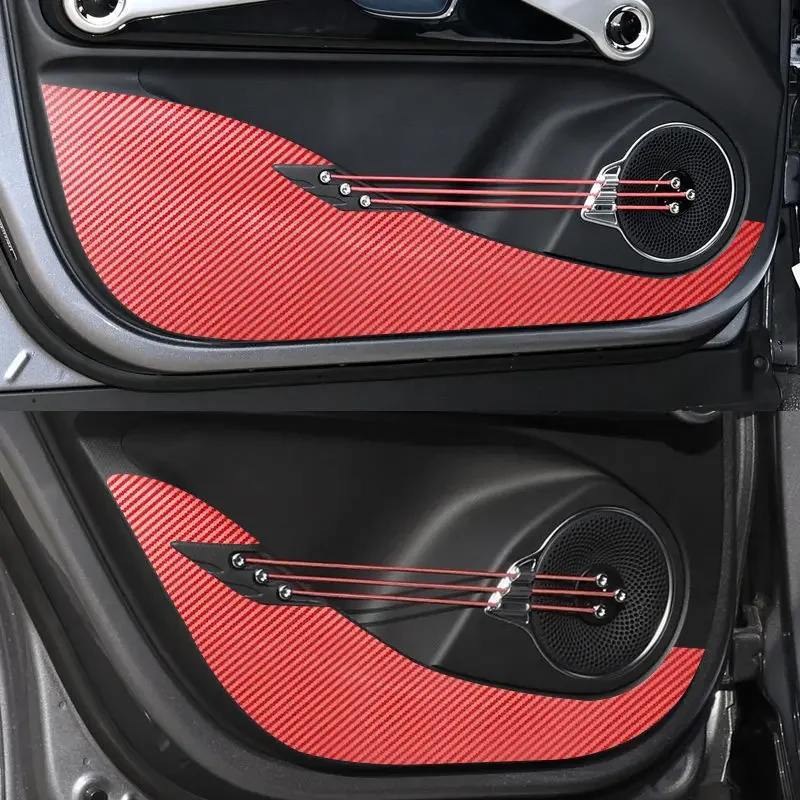 4 Stück Auto-Tür-Anti-Kick-Pads aus Leder, Schutzfolie für BYD Atto 3 Yuan Plus EV 2024 2025, Schutzaufkleber, Carbon-Verkleidung – Detail 2