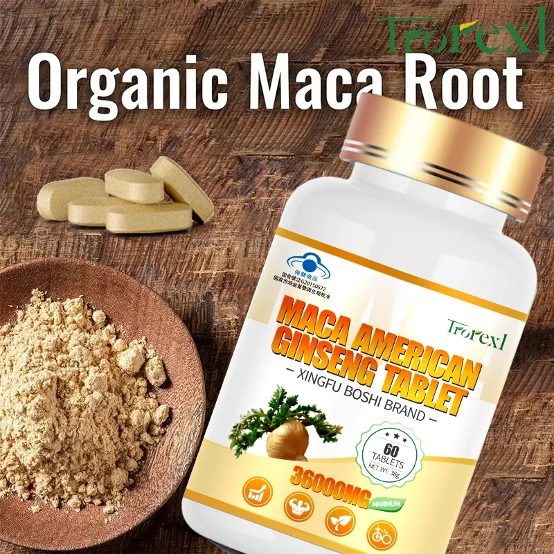 

Organic Maca Root Powder with Ginseng Extract Supplement for Men and Women Health- Vegan,Potency enhancement Pills