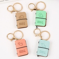 Blank Pocket Diary Keychain Mini Size with Leather Cover and Keyring,Refillable Personalized Tiny Travel Journal Keychain