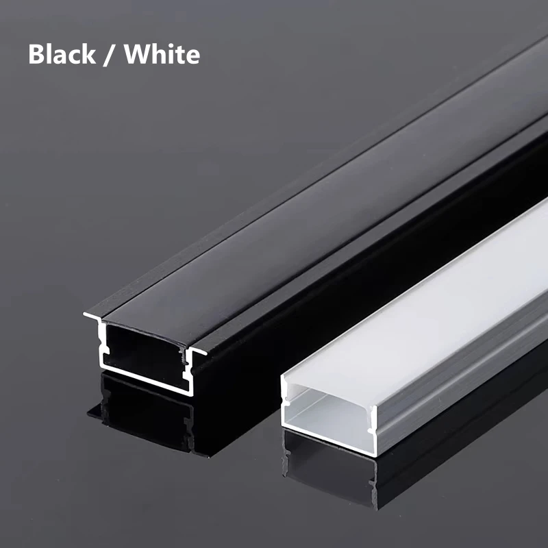 2515 3010 3020 Wide U-shaped LED Aluminum Profile Black Silver Channel Linear Strip Light Background Corridor Cabinet Bar Lamp