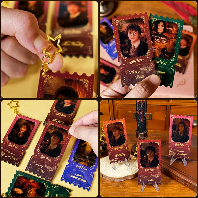 Echte Harry Potter Movie Ticket Stub Acryl Sleutelhanger Hermelien Ron Tas Rugzak Hangende Decoratie Ornament Meisjes Fans Geschenken
