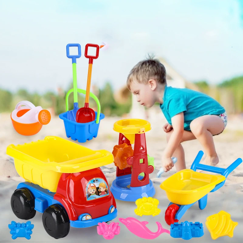 New Children Beach Toys Kids Play Water Toys Sand Box Set Kit Sand Bucket Summer Toys for Beach Play Sand Water Game Play Cart