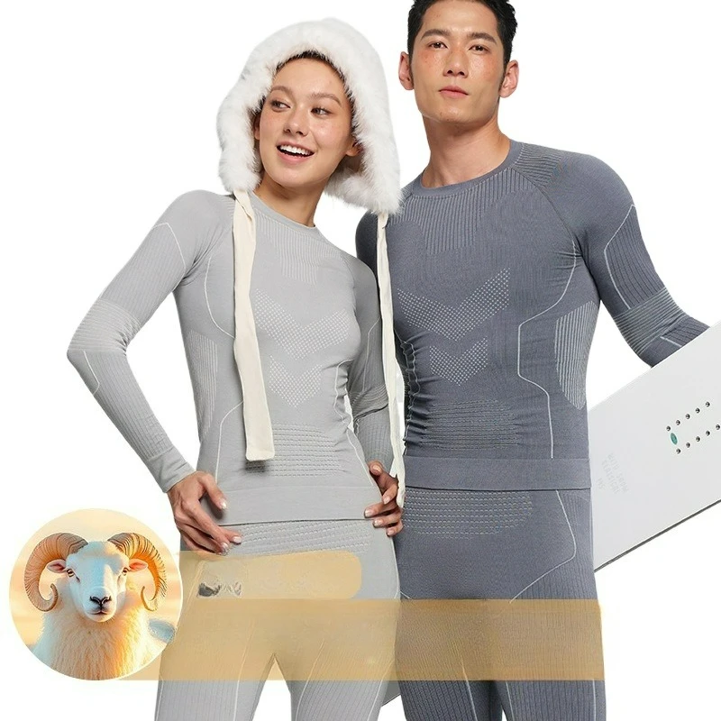 

Outdoor Climbing Skiing Underwear Set Quick Dry Merino Wool Women's Autumn Winter Warm Base Layer Clothing Men's Casual Pants