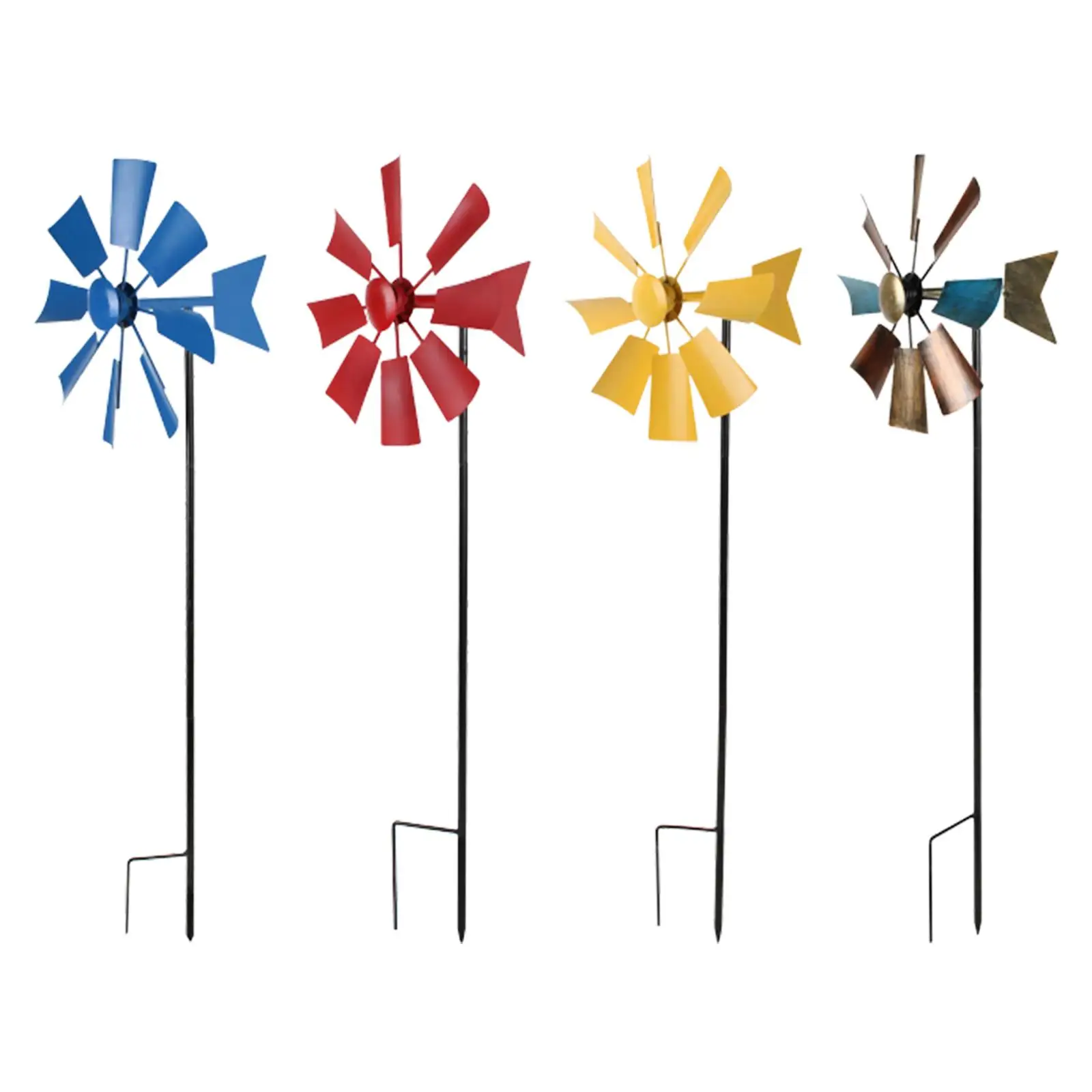 Lawn Pinwheels Wind Toys with Metal Garden Stake Iron Decorative Wind Mill Metal