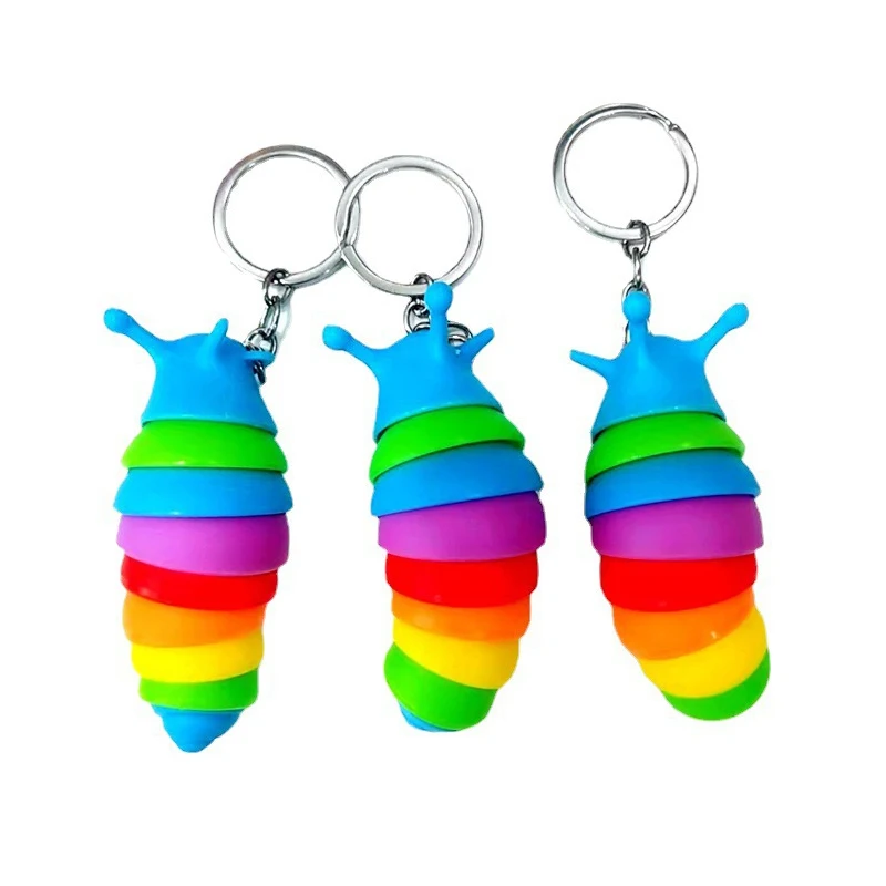 Porte-clés jouet Anti-Stress, jouet de décompression, chenilles à presser, Fidget, jeu amusant, farces pour enfants et adultes, cadeau 3 pièces J210