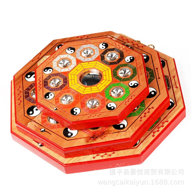 Mahogany Wood Eight Diagrams Bagua Pendant Convex Concave Plane Mirror Hom