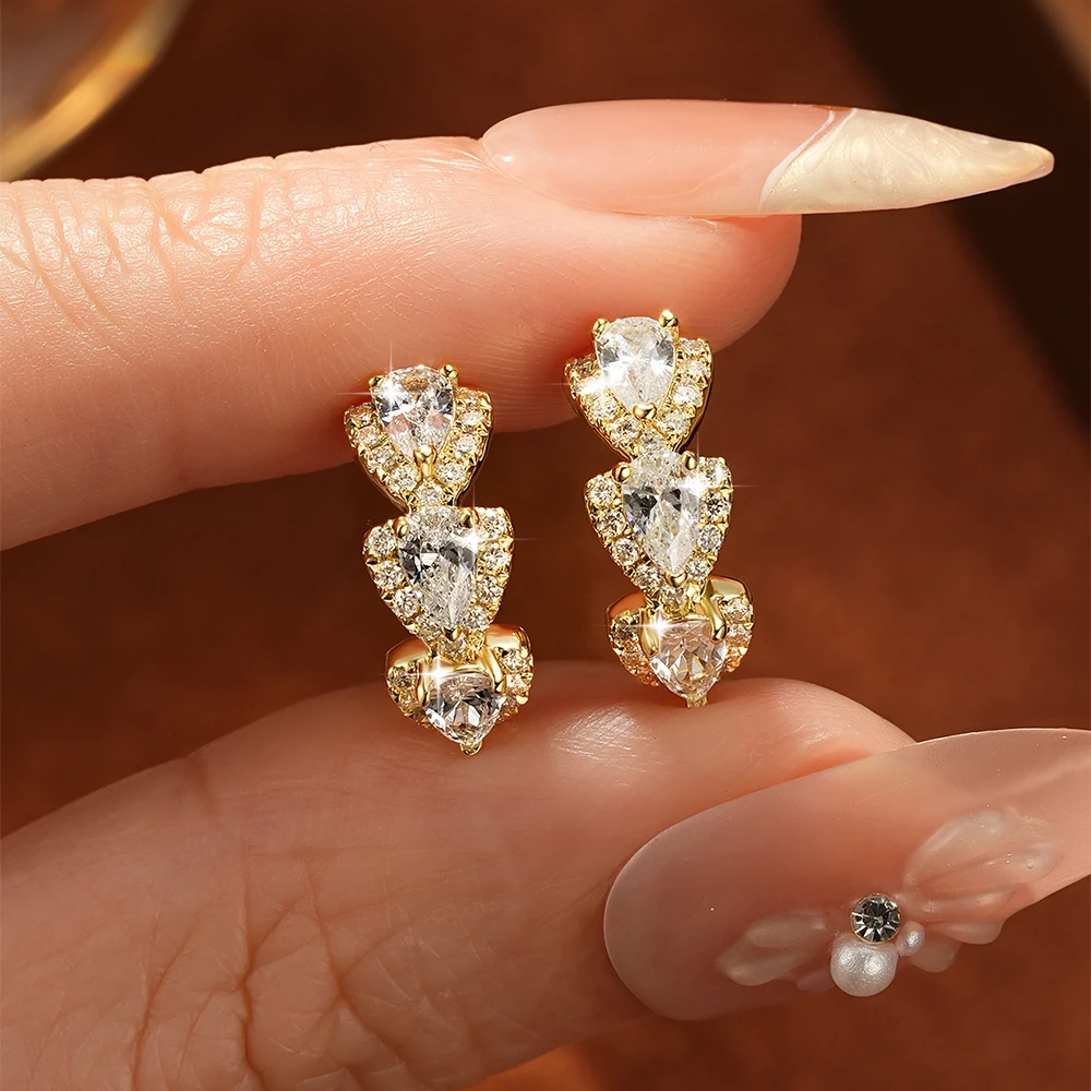 OXTAO Pear Shape Zirconia Hoop Earrings for Women Moissanite Dangle Earrings Wedding Party Anniversary Jewelry 14K Gold Filled - view 4