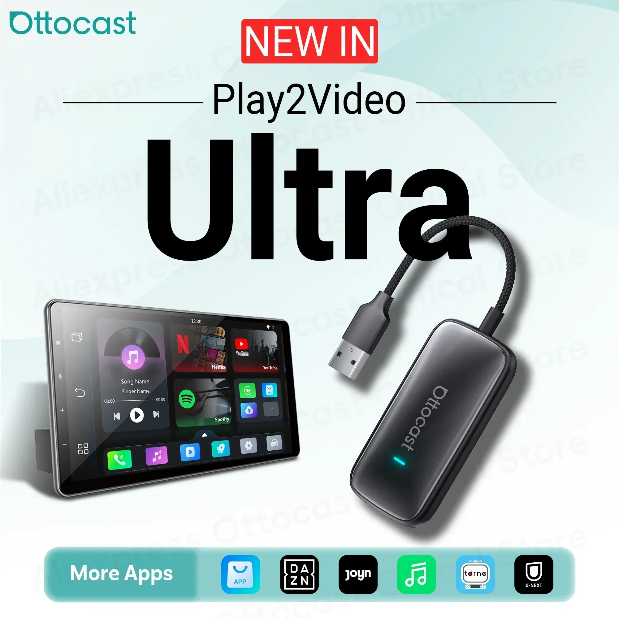 

OTTOCAST Play2Video Ultra Wireless CarPlay Android Auto адаптер для Youtube Netflix автомобильные аксессуары для Benz Ford VW Kia Toyota