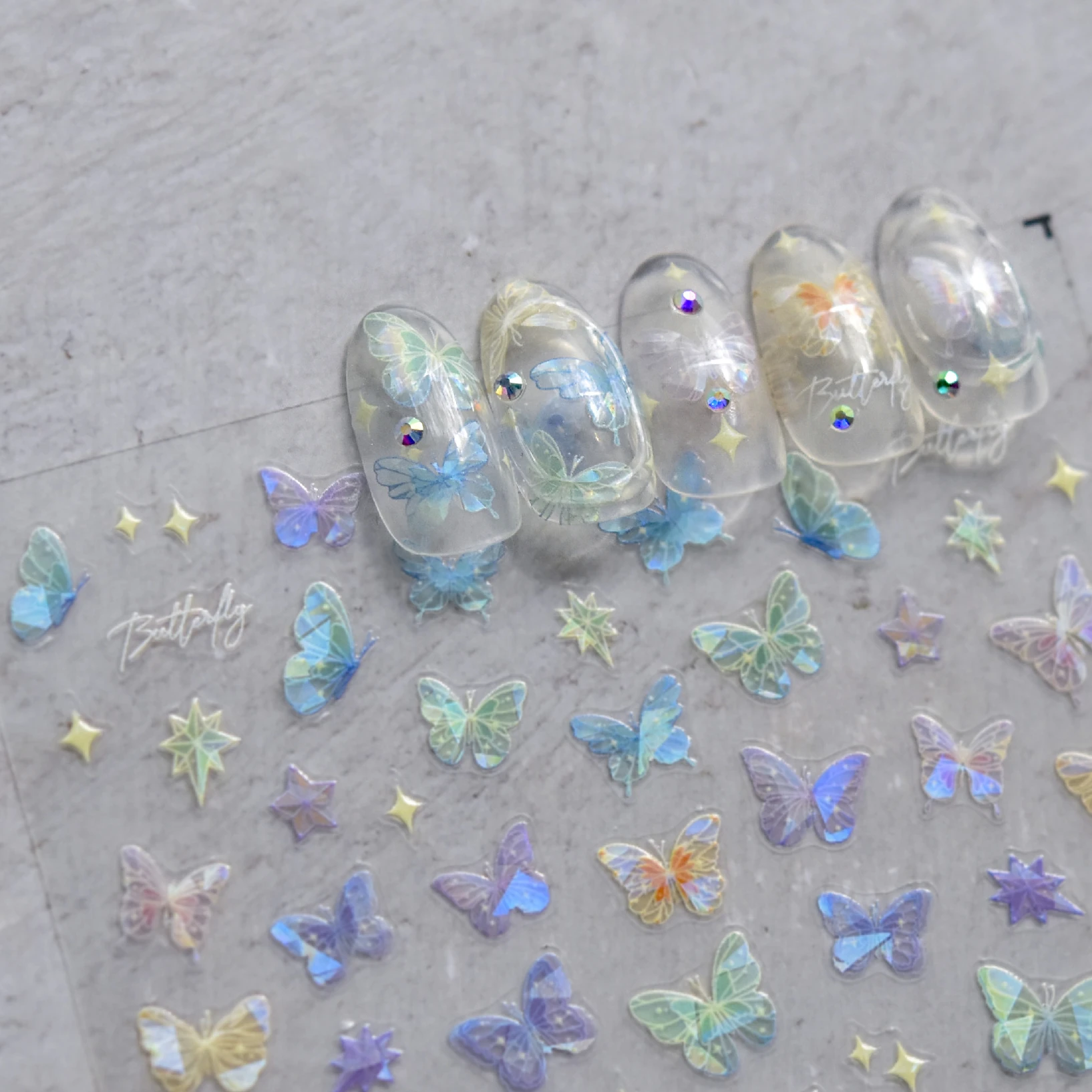 Streamer Colorful Butterfly 3D Self Adhesive Nail Art Decorations Stickers 5D Soft Embossed Reliefs Manicure Decals Wholesale