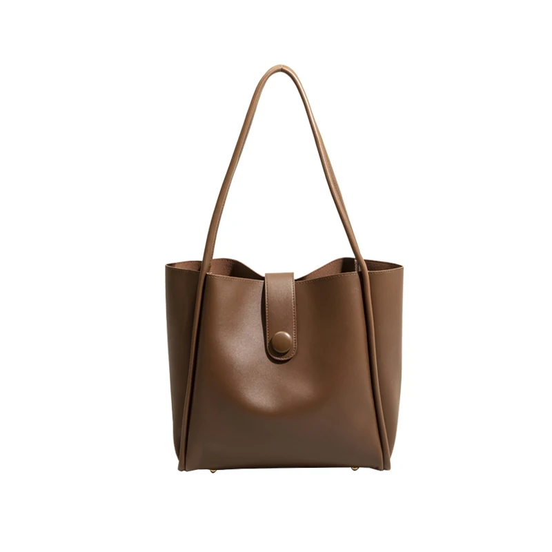 Maxdutti-Bolso de hombro sencillo de gran capacidad para mujer, bolsa de mano informal para axila, estilo de Nueva Inglaterra, de cuero, a la moda, 2023