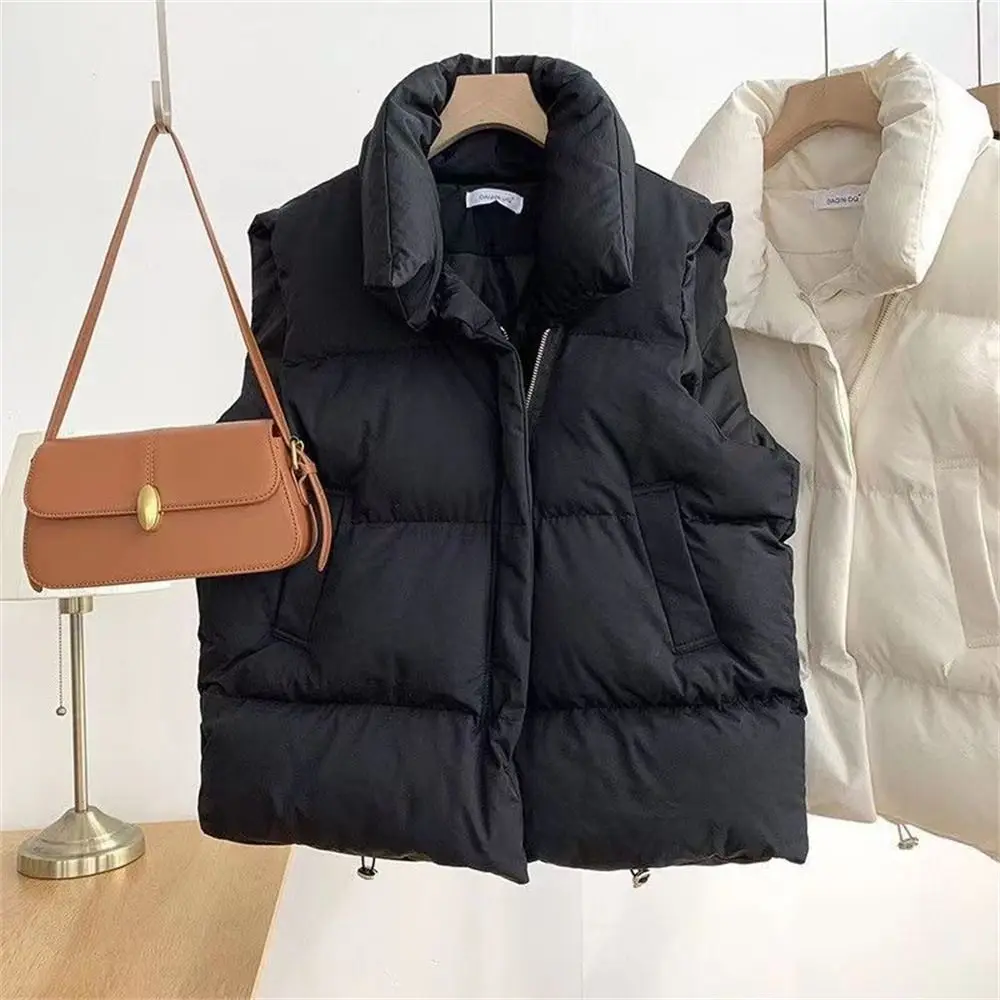 Y2K Vest Thick Warm Winter Vest Coats Windproof Stand Collar Cotton Vest Harajuku Short Warm Vest Women Ladies