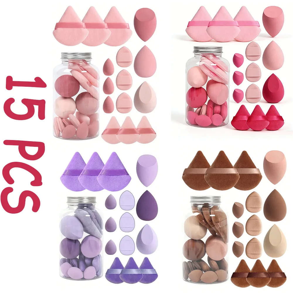 15Pcs Makeup Sponge Powder Puff Set with Storage Beauty Egg Powder Puffs Air Cushion Puffs for Liquid Bb Cream Women Makeup Tool