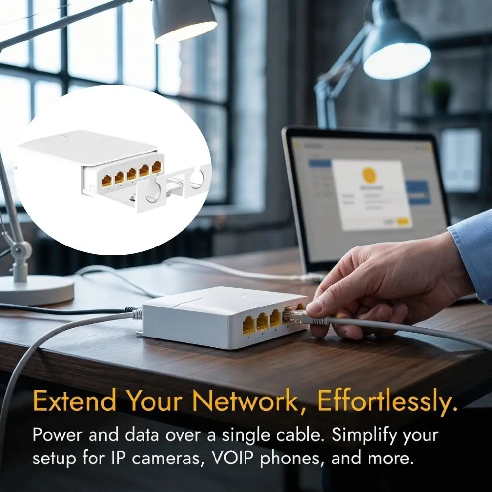 

4 Port PoE Extender Industrial 100/1000Mbps Network Switch Repeater Gigabit Waterproof PoE Repeater NVR