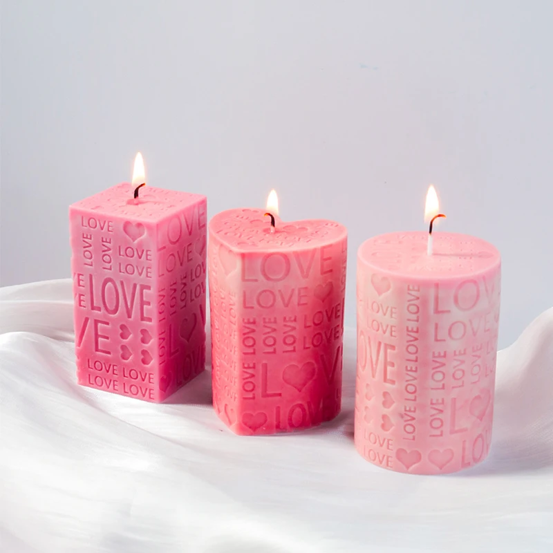 Valentine's Day Love Aromatherapy Candle Silicone Mold, New Relief Columnar Resin Plaster Decoration Handmade Gift Making Mold