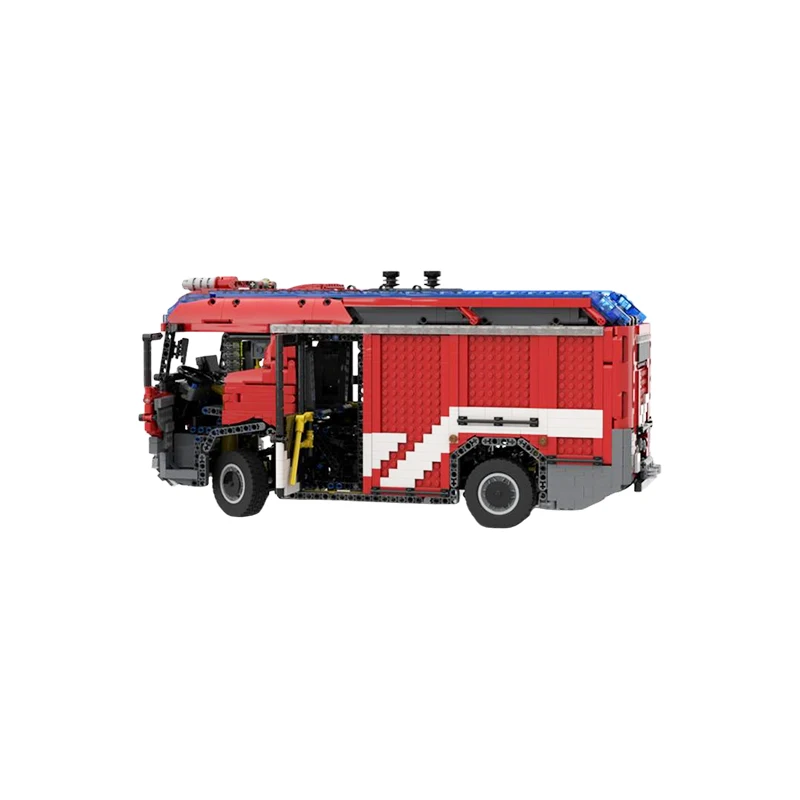 MOC Technical Modern Electric Fire Engine Rescue Truck Manual Static DIY Construction Building Blocks Set Bricks Toy Gift