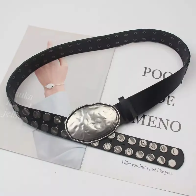 المرأة خمر برشام المعادن بولي Leather الجلود الشرير الهيب هوب مشد الإناث Cummerbund معطف حزام فستان Decration واسعة حزام J1347