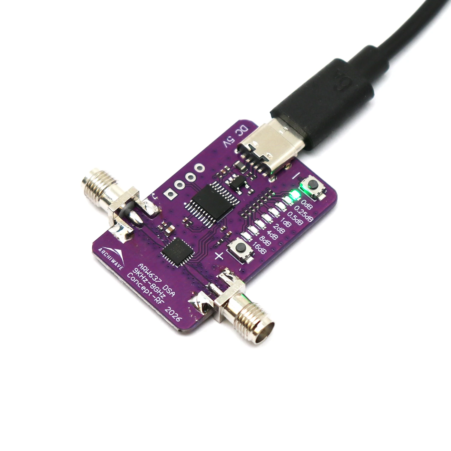 ARW637 Digital Step Attenuator 9KHz-6GHz 0-31.75dB Gain Adjustable FOR SMA RF Signal Ham Radio Amplifier LNA Test & measurement